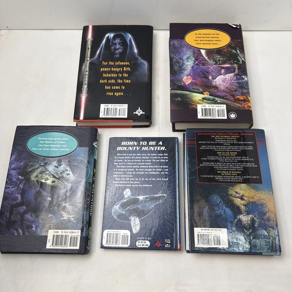Books‎ Star Wars 5 Lot DARTH M,SHADOW H, 2 New Jedi Order ,New Rebel,Boba,Hcover